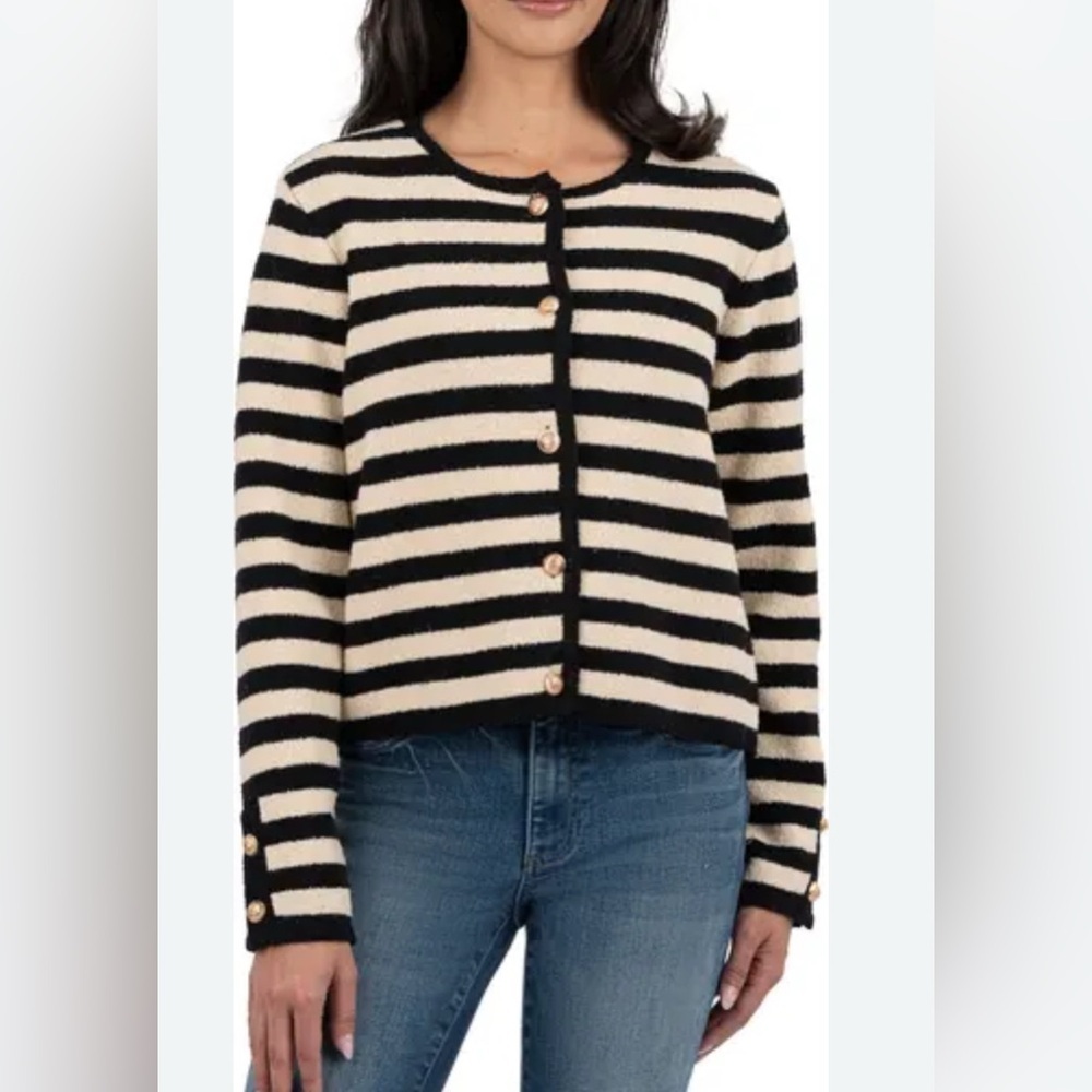KUT from the Kloth Black & Beige Stripe Cardigan – XL ✨